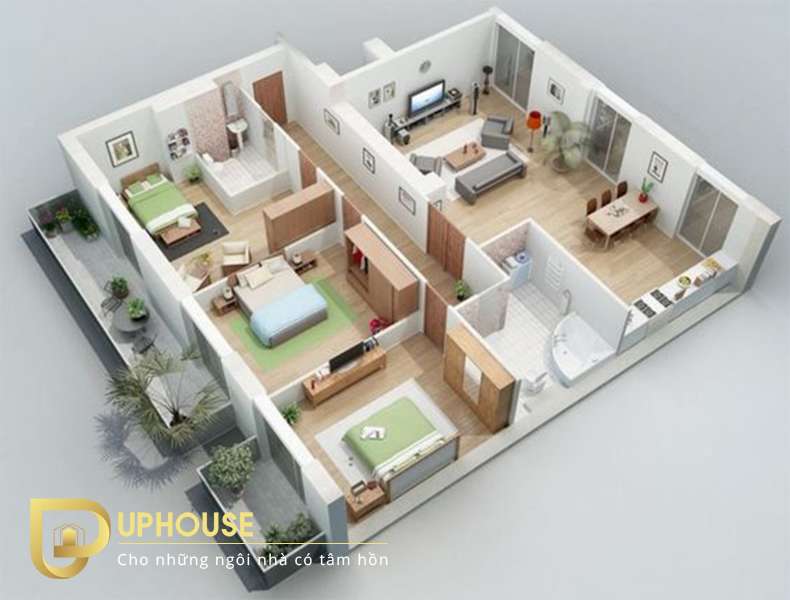 Thiết kế nội thất chung cư 3 phòng ngủ đẹp lạ, tối ưu ngân sách